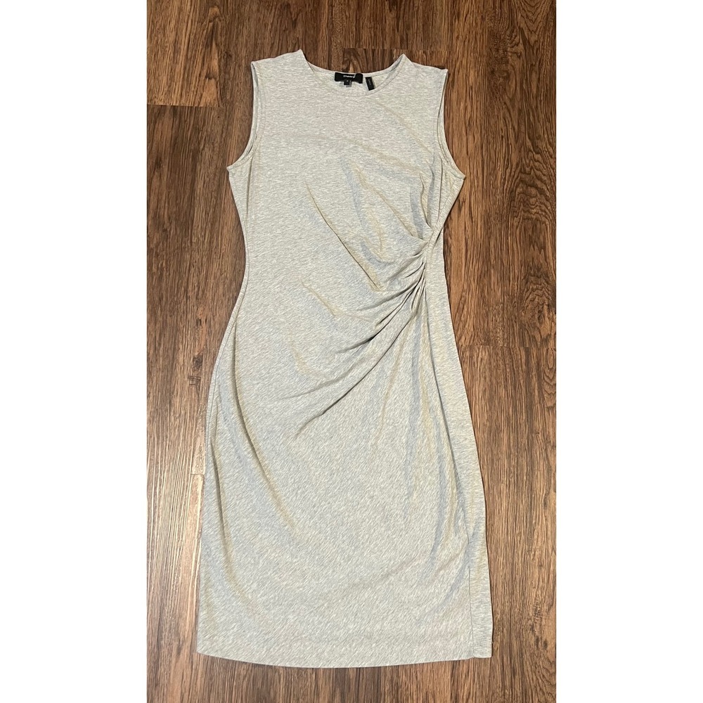 Theory Jorainna SL2 Rubric Gray Sleeveless Knotted Side Drape Midi Dress Small